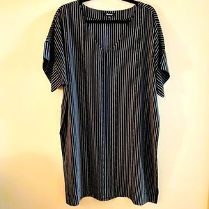 Madewell, black and white pinstripe shift dress, XL, worn once